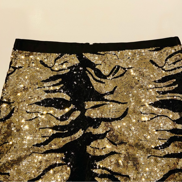 BLACK COLLECTION Mini Skirt Black Gold Tiger Print Celebrity Luxury Style - Picture 4 of 14
